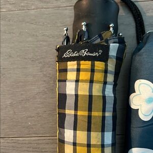 Eddie Bauer Yellow and Blue Plaid Umbrella